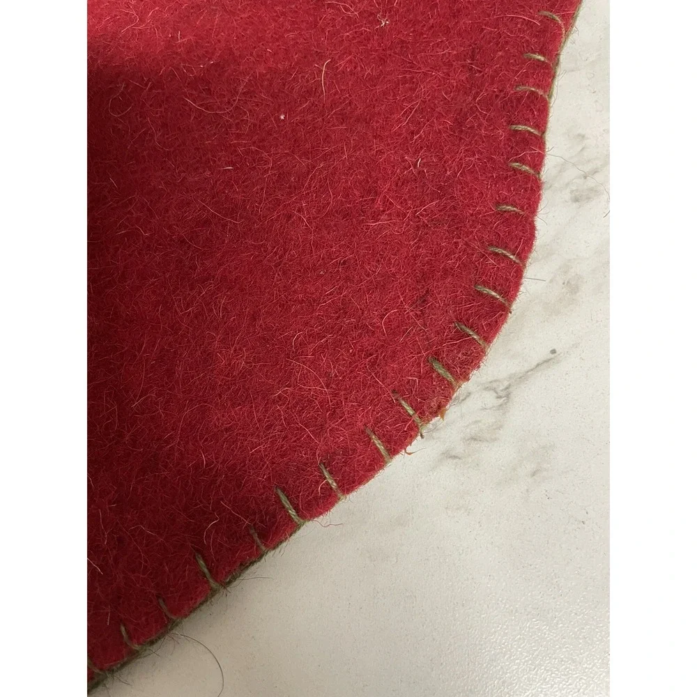 Vintage Pair‎ Handmade Felted Wool Strawberry Trivets Hotpads Red & Green